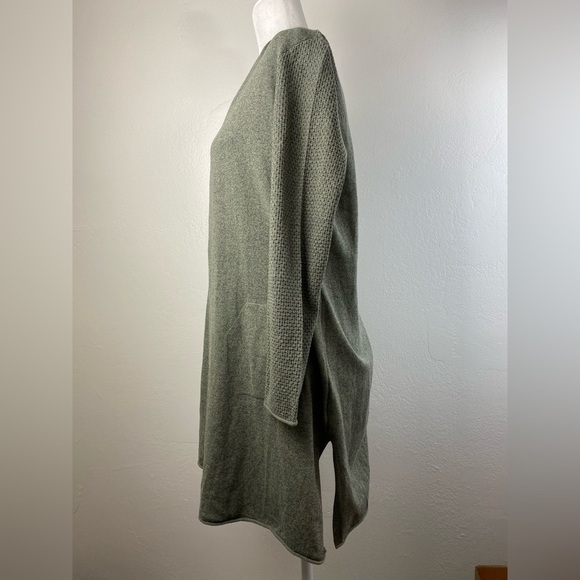 Nic + Zoe Knit Open Front Long Sleeve Green Cardigan Sweater Size Small Pockets - Picture 3 of 11